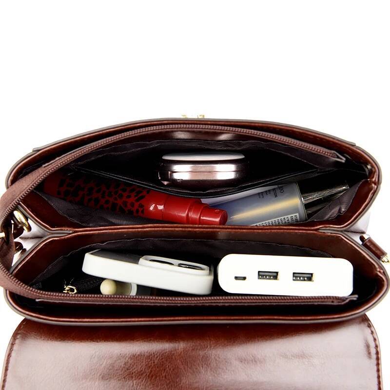 Women Top-Handle Bag High Quality Leather Laidies Handbags Purses Designer Bags Genuine Vintage Shoulder Messenger Sac