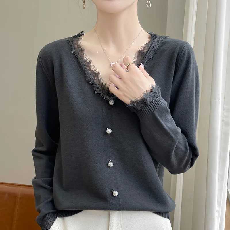 2024 Autumn And Winter New Cashmere Sweater Women Pullover Lace Edged Knitted Long Sweater Soft Cashmere Sweater Women XJ250819