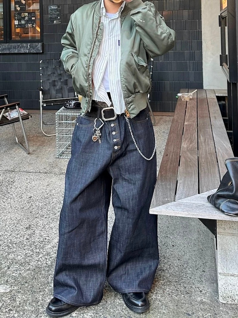 MIJKO High Street Cleanfit Drak Blue Jeans for Men and Women Straight Vintage Casual Denim Trousers ZJ089