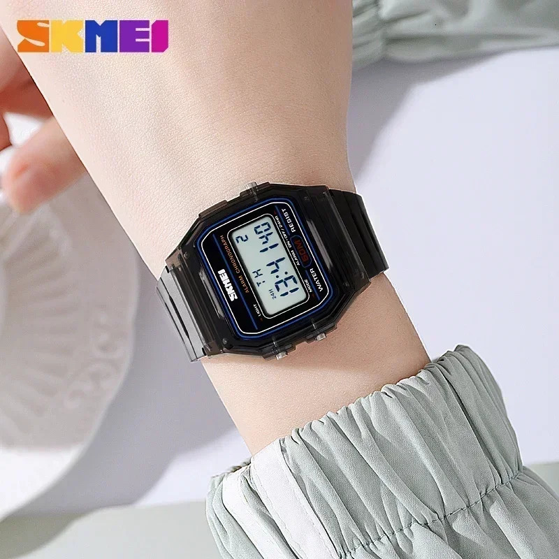 SKMEI 2056 Shockproof Back Light Display Stopwatch Digital Watche reloj mujer Transparent TPU Strap Ladies Wristwatch 250819