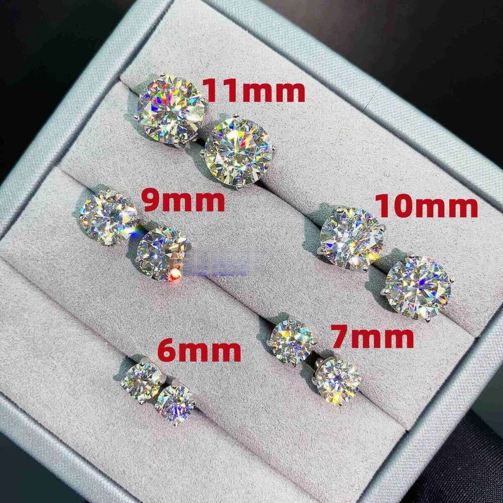 Dia VVS Round S 10K 14K Solid Gold Stud Women Men Moissanite Earrings