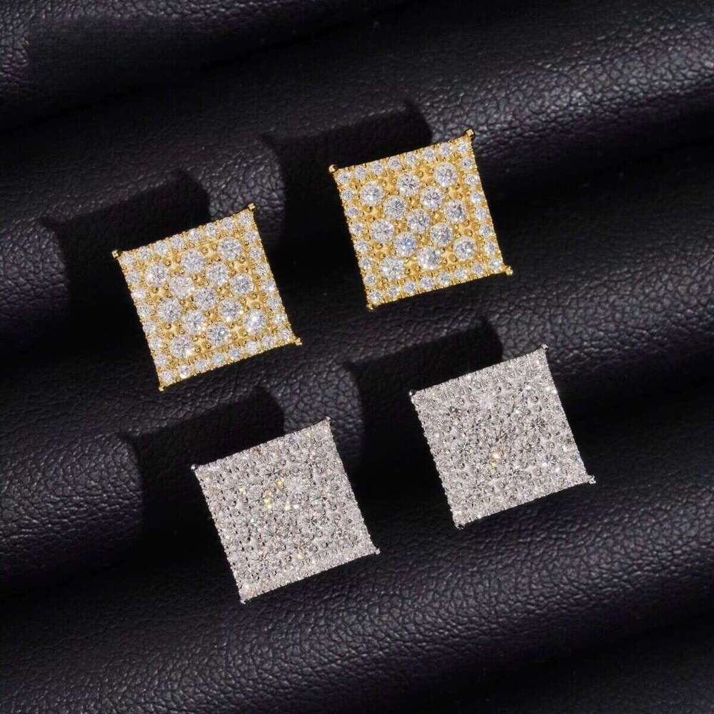 Hotsale Moissanite Dia Square Stud Earrings Fashionable Jewelry Design in Sterling Sier