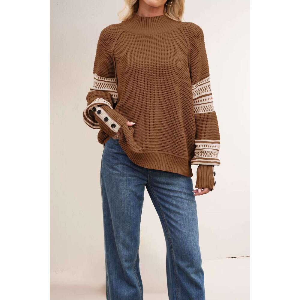 New Autumn Winter Women's Tiktok Knitted Half Turtleneck Fashion Pullover Sweater B3