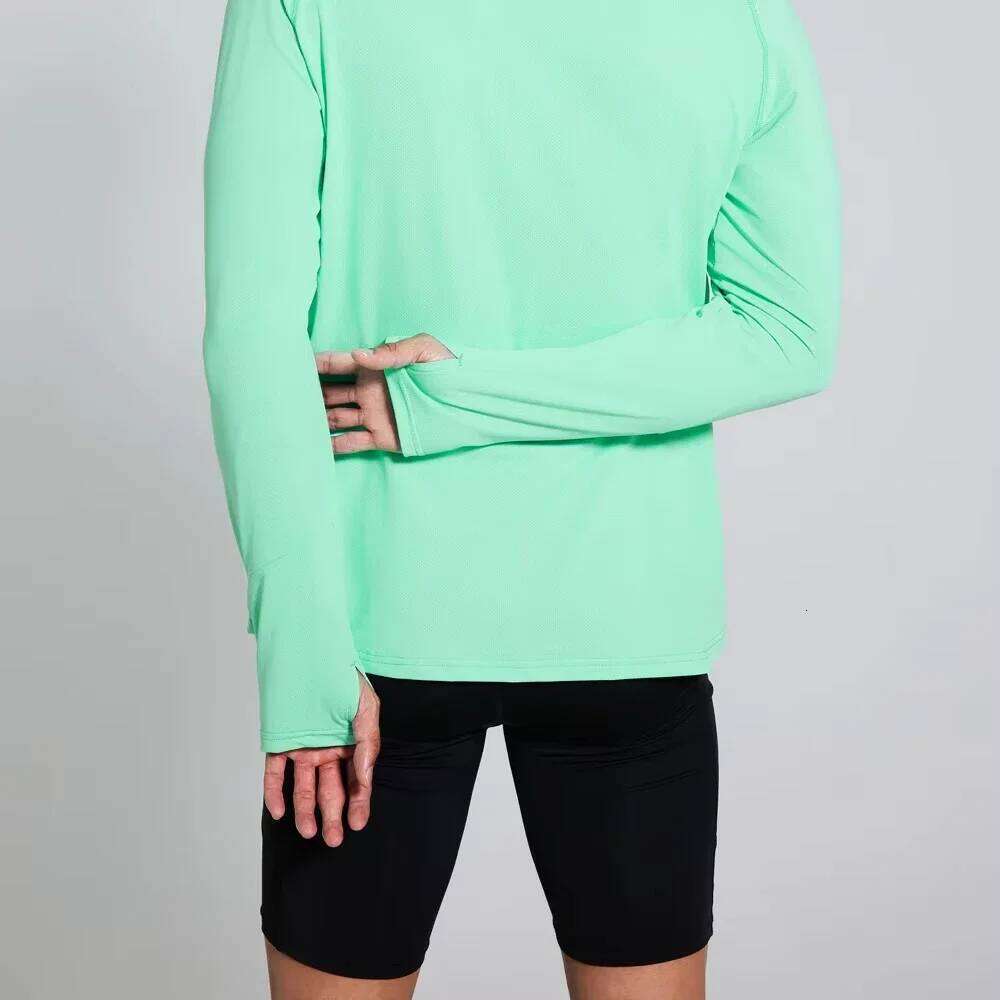 Men Marathon Running T-Shirt Long Sleeve Anti-Uv Quick Dry Workout Top Fiess Training Suit With Thumb Hole Anti-Static Cuff
