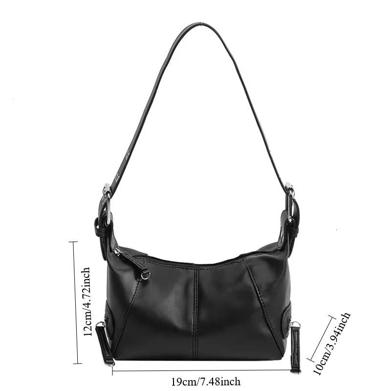 Y2K Style Shoulder Bag Women Underarm Tote Bag Fashion Trendy Motorcycle Handbag Multi-pocket Shoulder for Street Wear 250818