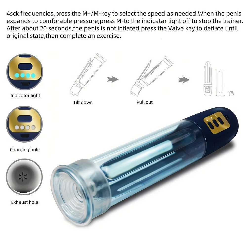 1 pc Electric Penis Pump Sex Toys for Men Male penis exercise masturbator Penile Vacuum Pump Penis Massager Male Masturbator XJ250819