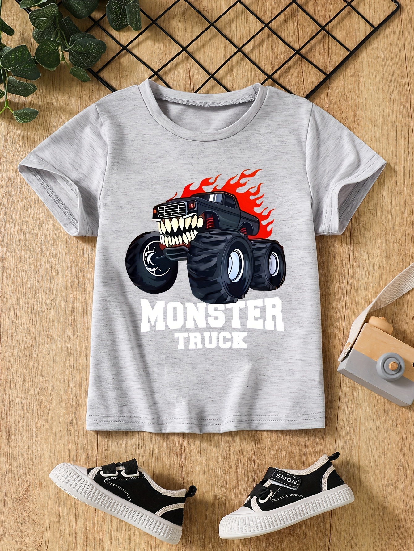 T-shirts Boys Printed Offroad Vehicle Design Pack of Three Comfort-Fit Moisture Wicking Shirts