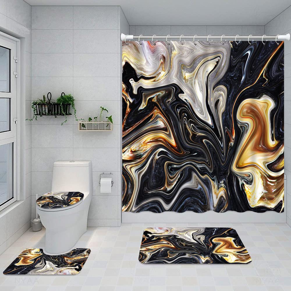 YL-36965 digital printed cloth shower curtain waterproof thick bathroom partition curtain with hook cross-border supply
