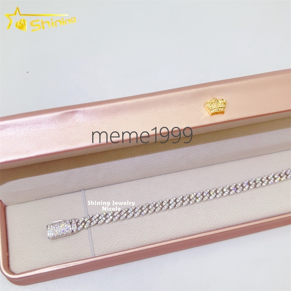 Wholesale Price Pass Diamond Tester 6mm Cuban Link Chain 925 Sterling Silver Moissanite Cuban Bracelets