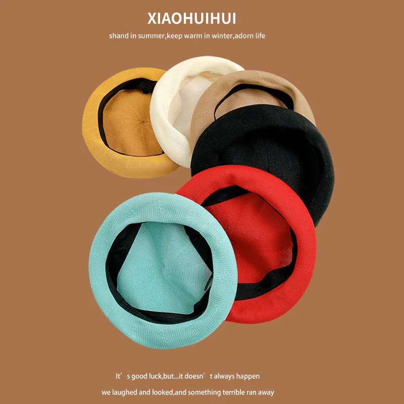 Summer Thin Breathable Cotton Yarn Beret Girls Versatile Korean Version Solid Color Painter Hat Fresh Literary Bud Hat 250819