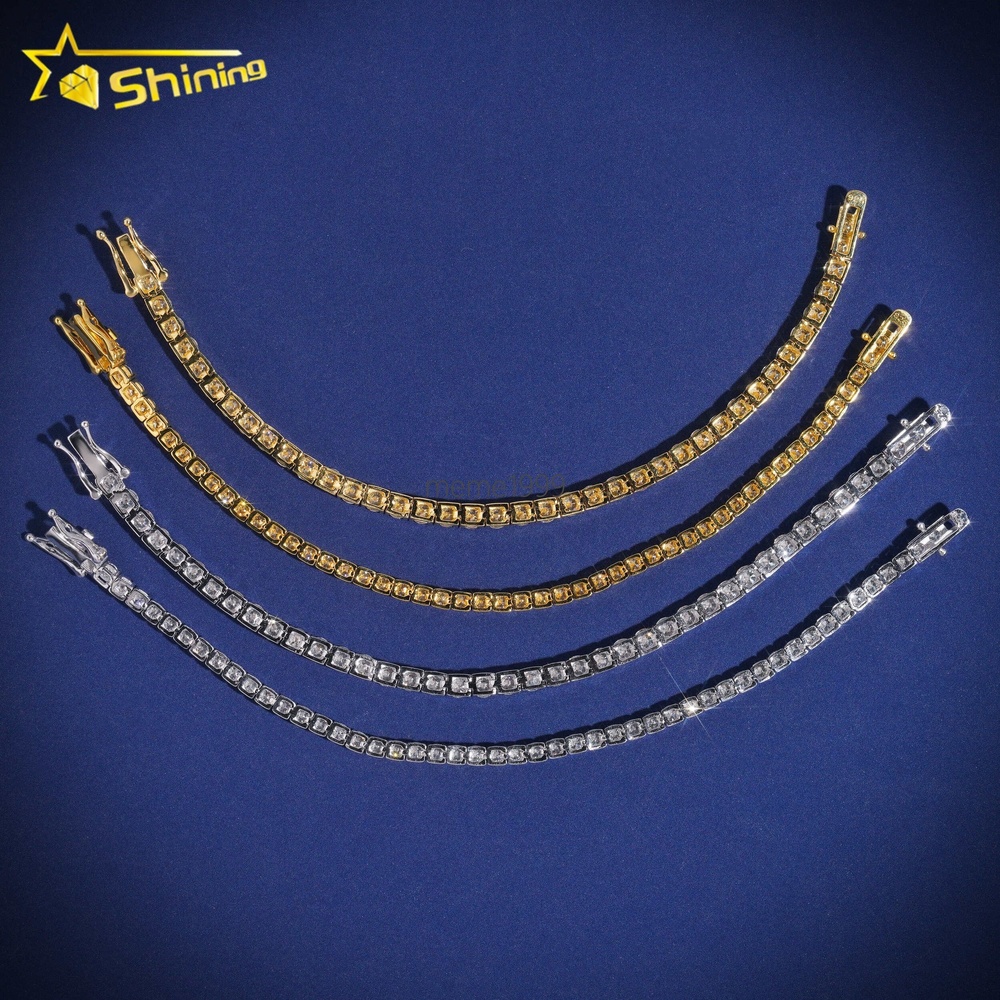 Drop Shipping GRA Certificated Sterling Silver Tennis Bracelet 3mm 4mm Vvs Moissanite Tennis Bracelet Necklace with Free Earring