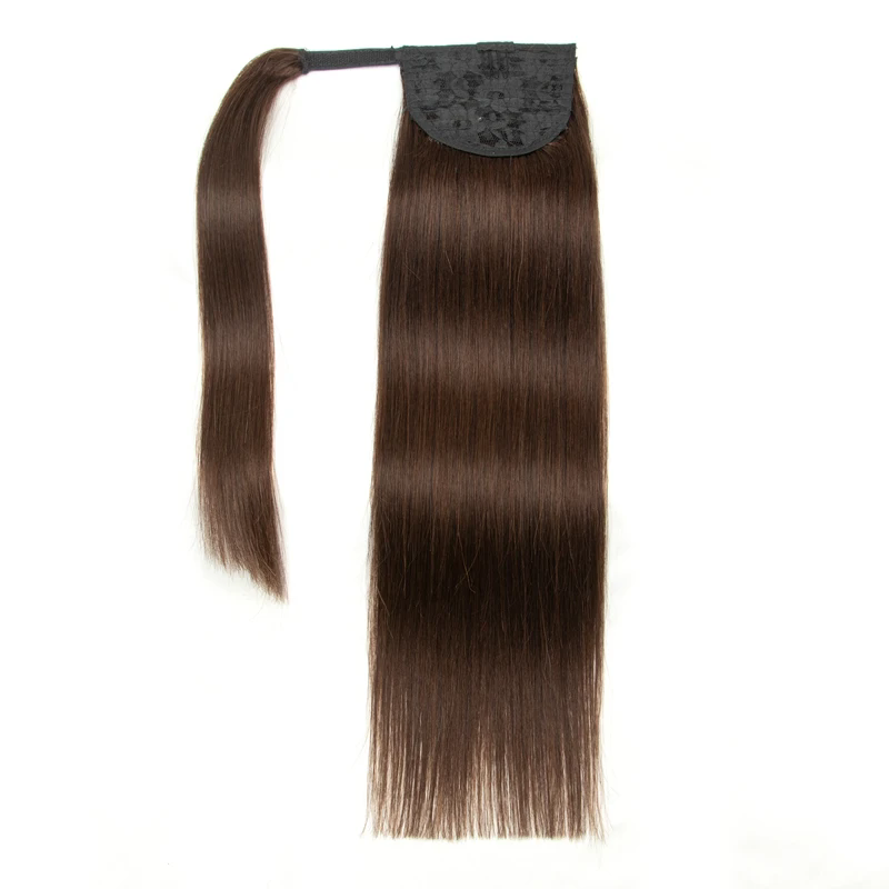 Real Natural Hair Ponytail Human Hair Extensions Remy Hair Clip On Ponytail Extensions 12-24inch Thick Ends color4 Brown 120g