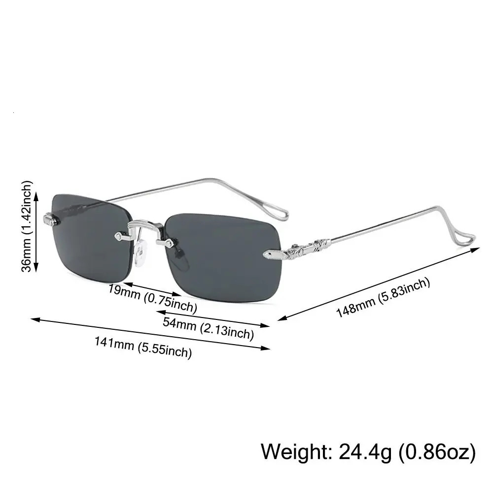 Metal Rectangle Sunglasses Fashion Rimless UV400 Eyewear Ocean Lenses Sun Glasses for Women Men 250815