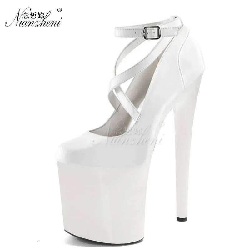Gothic Fashion 8Inch Pole Dance Pumps Women Sexy High Heels Platform Pink Round Toe Women's Shoes Bride 20Cm Stripper