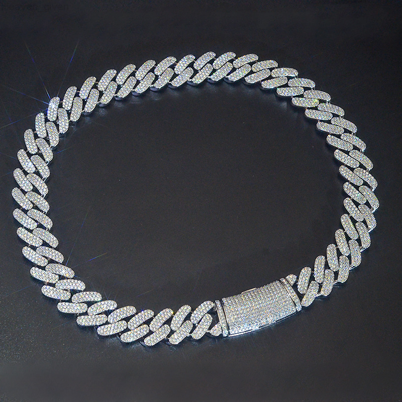 925 Sterling Silver VVS Real CVD Diamond Miami Cuban Link Chain 18k Gold Plated Moissanite Cuban Chain Mossan Hip Hop Necklace