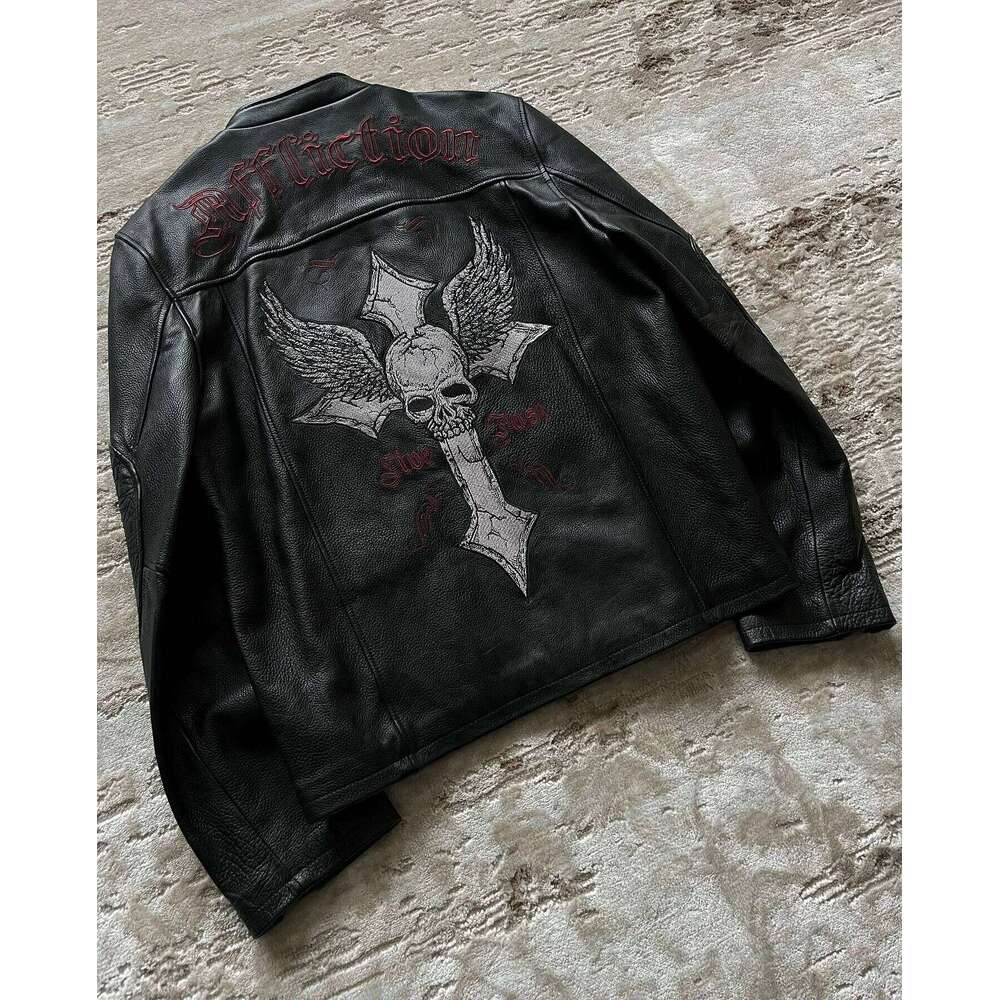 American Hip Hop Pattern Embroidery Loose Jacket And Men Street Y2k New Casual Joker Punk Baseball Uniform Unisex Rock Coat