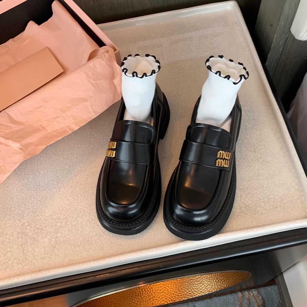 2025 New Uniform Small Leather Shoes for Women, High end and Versatile, Small and Thick soled, Height increasing, Le Fu Shoes for Women free shipping designer