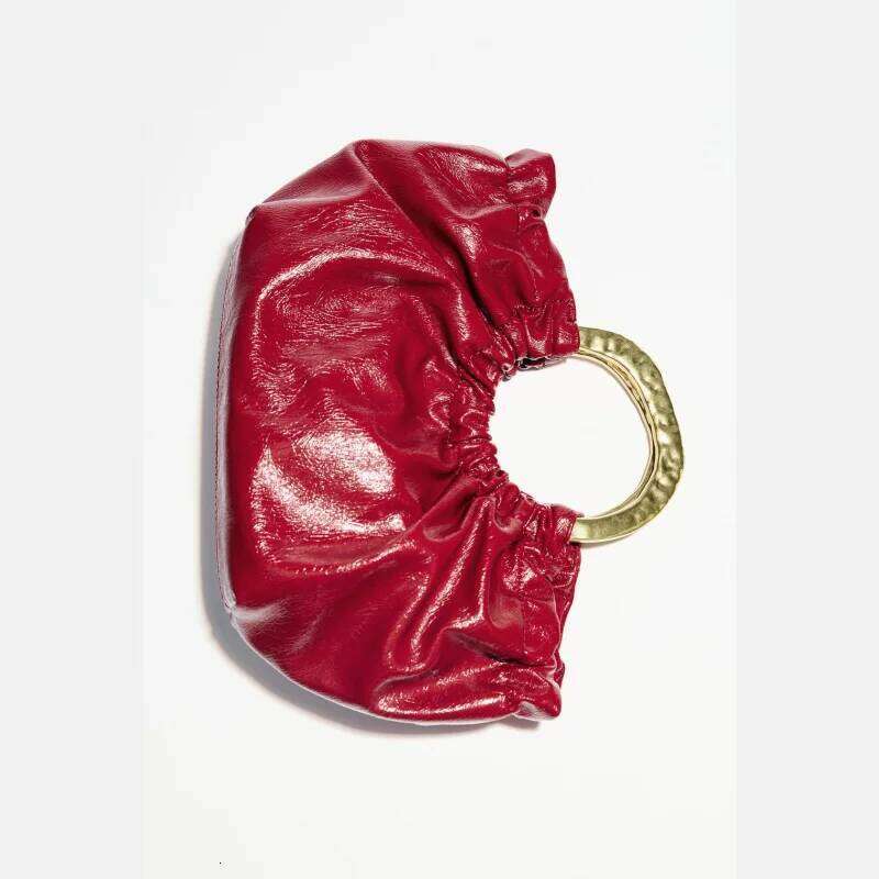 RUCHED HANDBAG, Fashionable Metal Handle Clutchs, Women's Handbags Design Crossbody Bag, Small Totes for Ladies