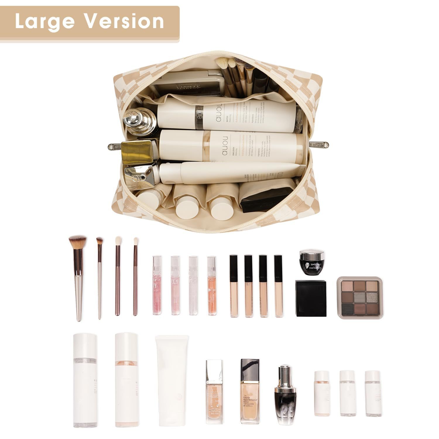 Free Shipping Designer Simple And Stylish Checkerboard Men's Makeup Bag Luxurious Waterproof Large Capacity Portable Storage Toiletry Bag Casual 