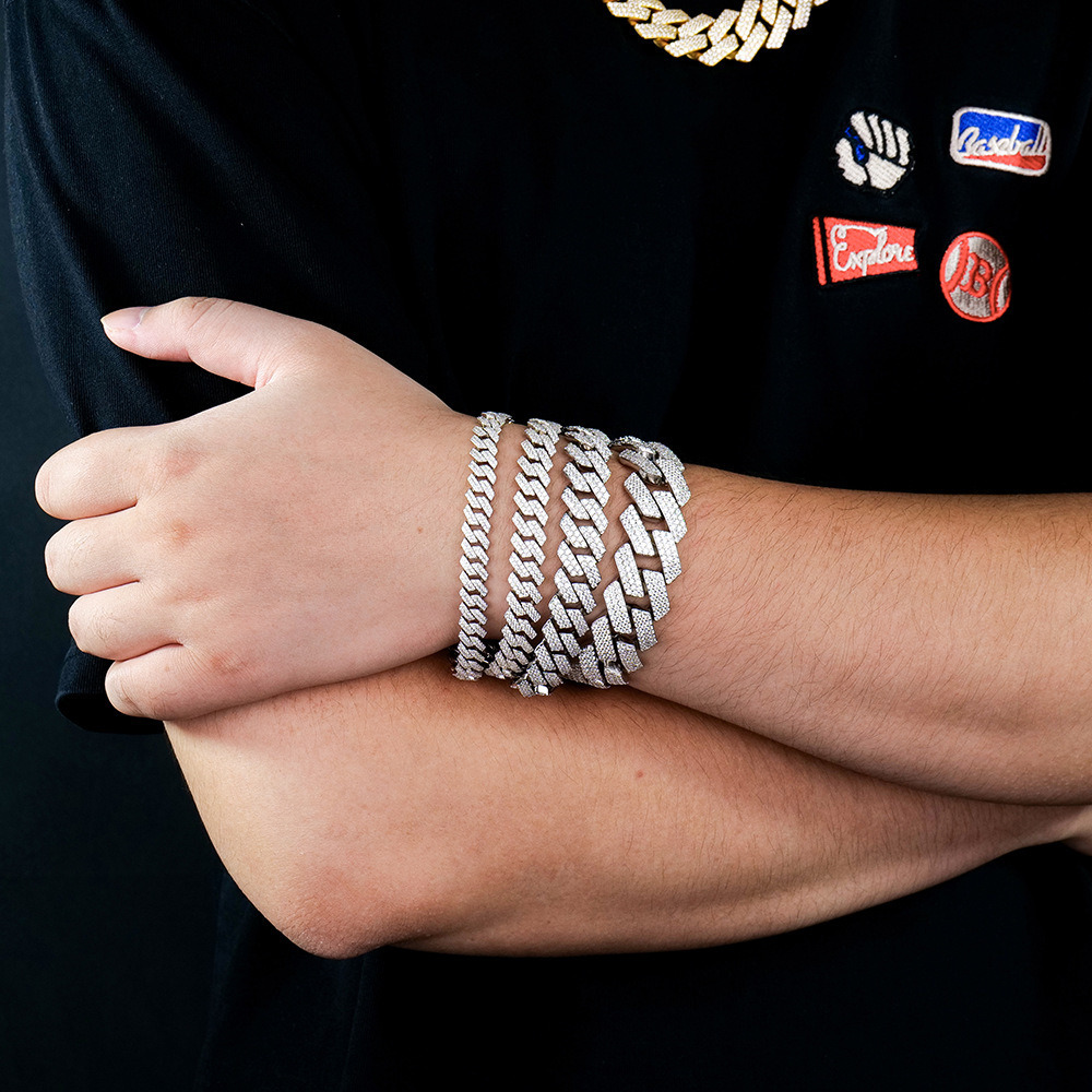 14MM Wholesale Vvs Moissanite Clover Cuban Bracelet Link Chain Men Women Custom Hip Hop Style Iced Out Cuban Necklace Fine Jewelry