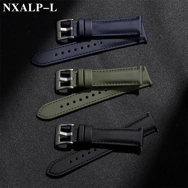 Quality Sailcloth Leather Watch Strap 20mm 22mm for Belt Waterproof Fabric Watchband Qucik Release Wristband Accessories 250818