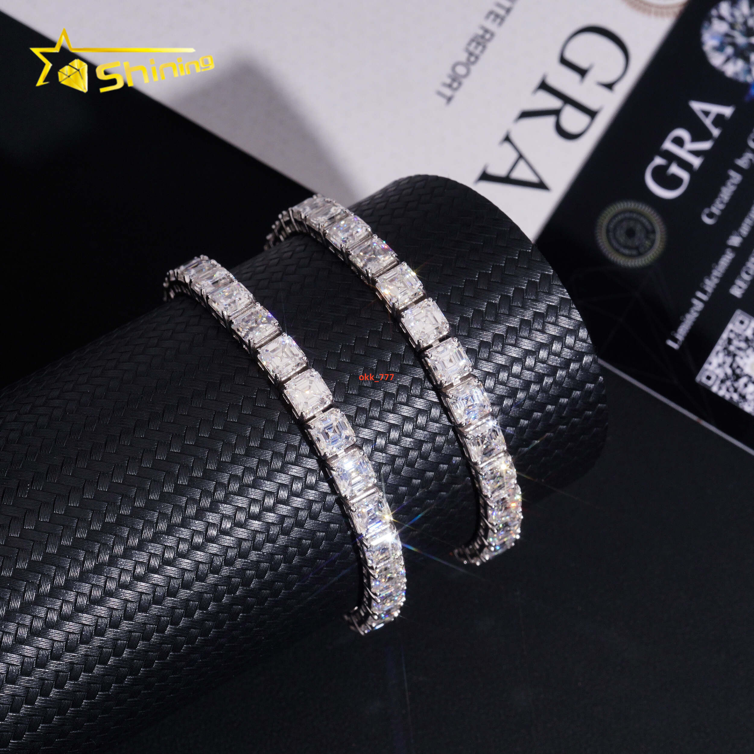 Asscher Moissanite Chain Sterling Silver 925 Moissanite Pass Diamond Tester Luxury Fancy Cut Moissanite Hip Hop Jewelry