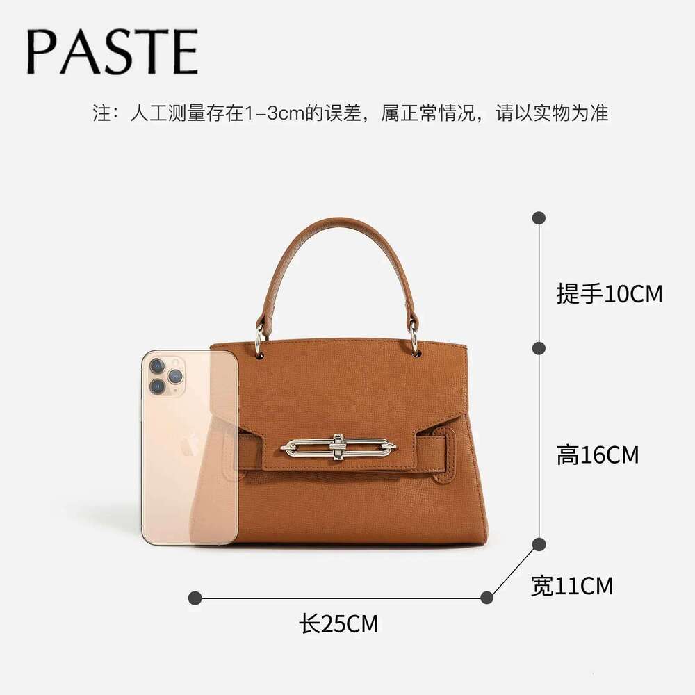 New Keep Shape Hard Cow Leather Women S Handbag Beige All Match Business Office Commuter Ladies Shoulder Bag Camel