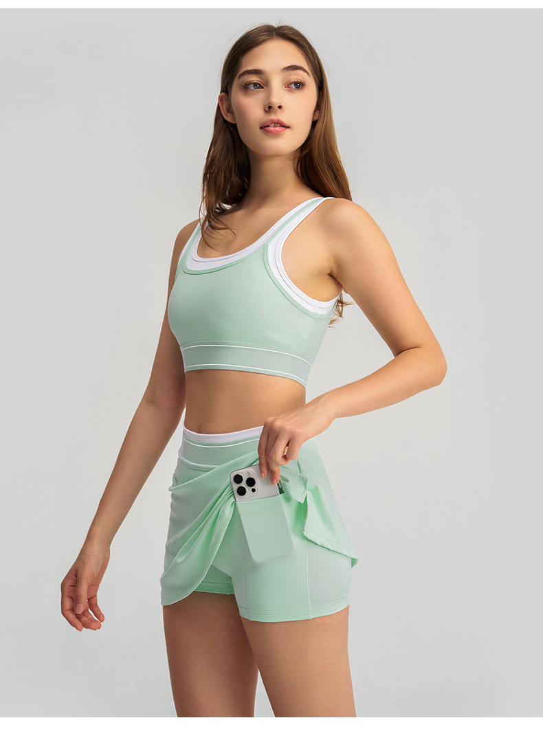 2026 New A1241 Womens Tracksuits Sets Women Gym Clothes 2 Piece Seamless Sports Set Fitness Workout Sportswear Bra And outdoor Tennis Skirt Contrastin
