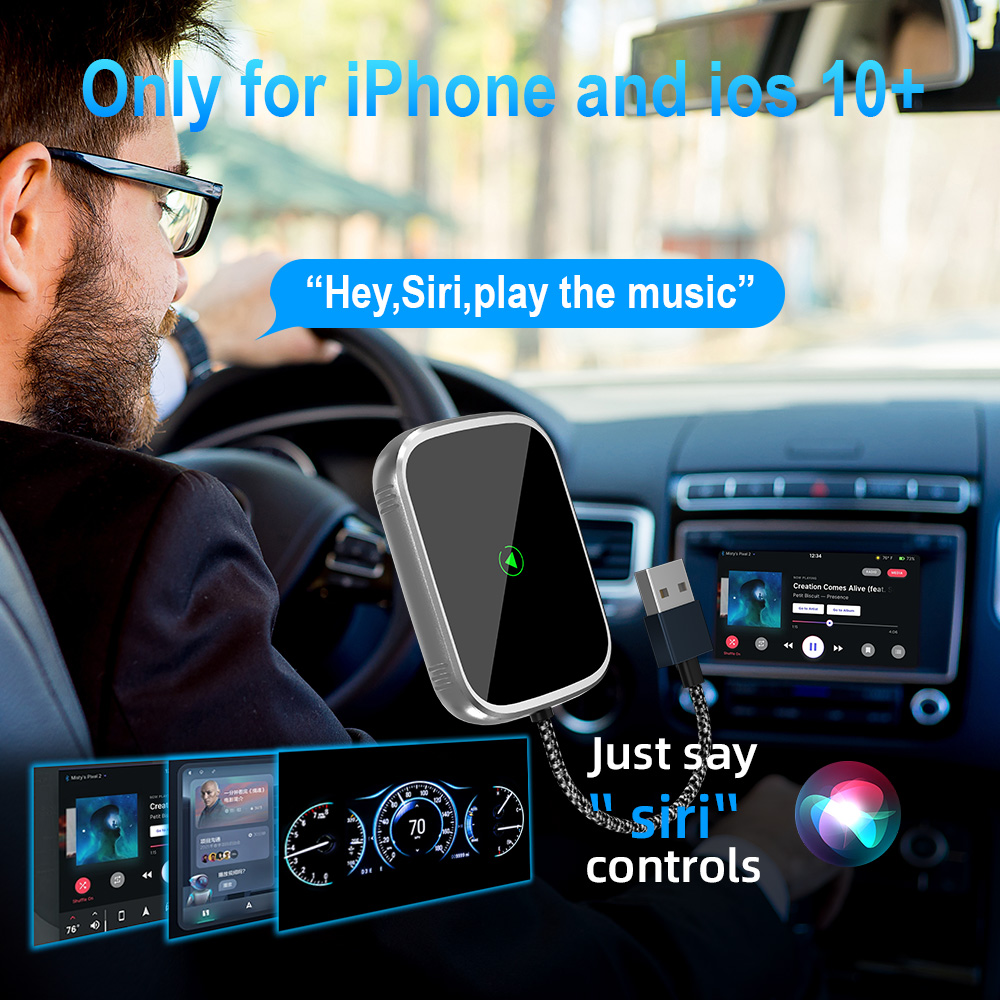 Wireless CarPlay Android Auto Ai Box, Plug & Play Dongle Converts Wired To Wireless, Vehicle Multimedia Upgrade, No Delay, 2in1 Car Accessories, K503