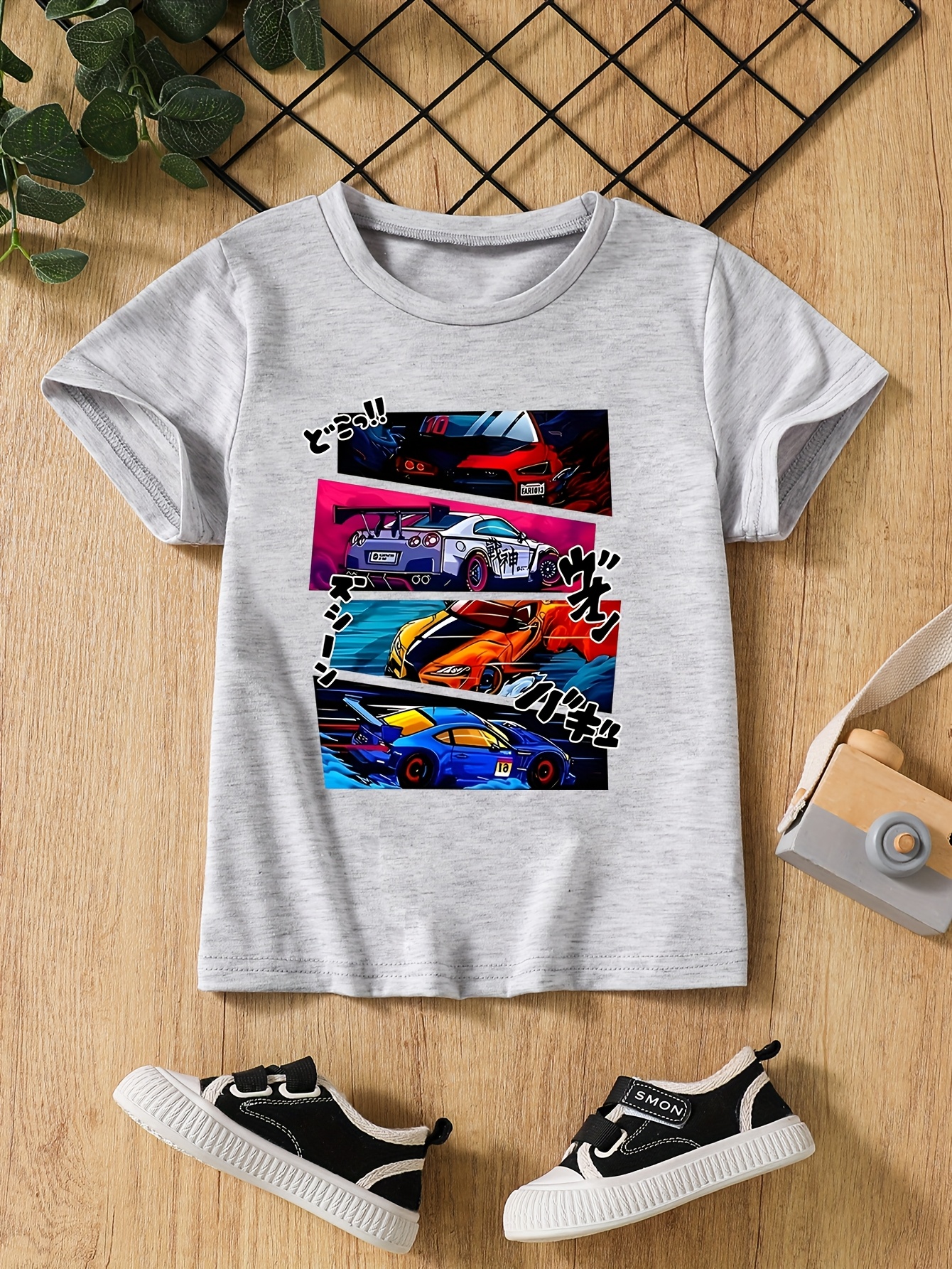 T-shirts Breathable Boys' Car Patterned Shortsleeves - Pack of Three Quick Dry Tees