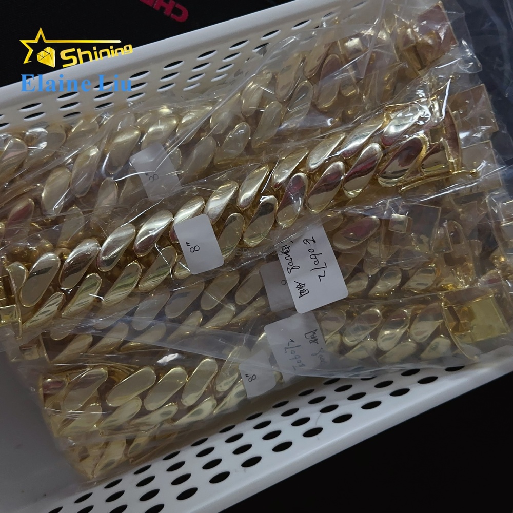 30MM Width Big Cuban Bracelet Hip Hop Jewelry Brass Real Gold Plated Cuban Link Chain Men Bracelet