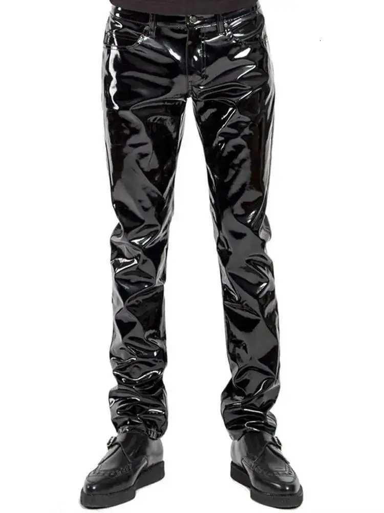 3XL Wet Look PVC Trousers Men Shiny PU Leather Jeans Pants Tights Hip Hop Leather Pants with Pockets Clubwear Joggers W250819