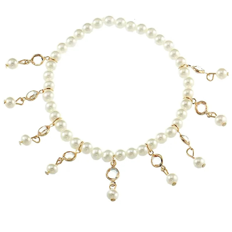Summer Fashion Foot jewelry adjustable crystal link with pearl anklet gift for Women to beach A-52 250815