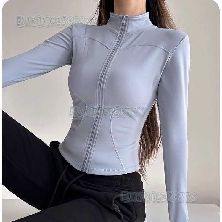 Sports Jacket Nylon Quick-dry Yoga Clothing Stand Collar Sports Running Jacket Long Sleeve Breathable Training Yoga Top H250819