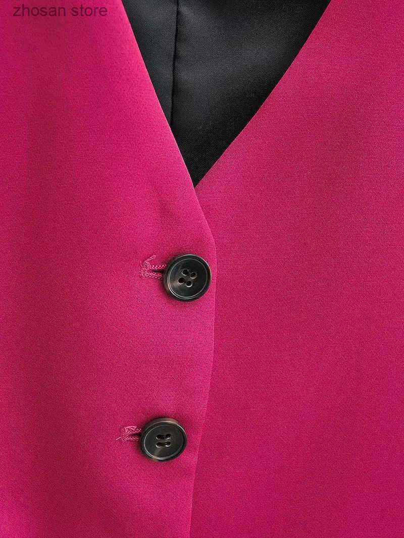 Women Fashion V Neck Slveless Pockets Short Vest Jacket Office Lady Single Breasted Casual Slim WaistCoat Tops CT2208 250611 S250819