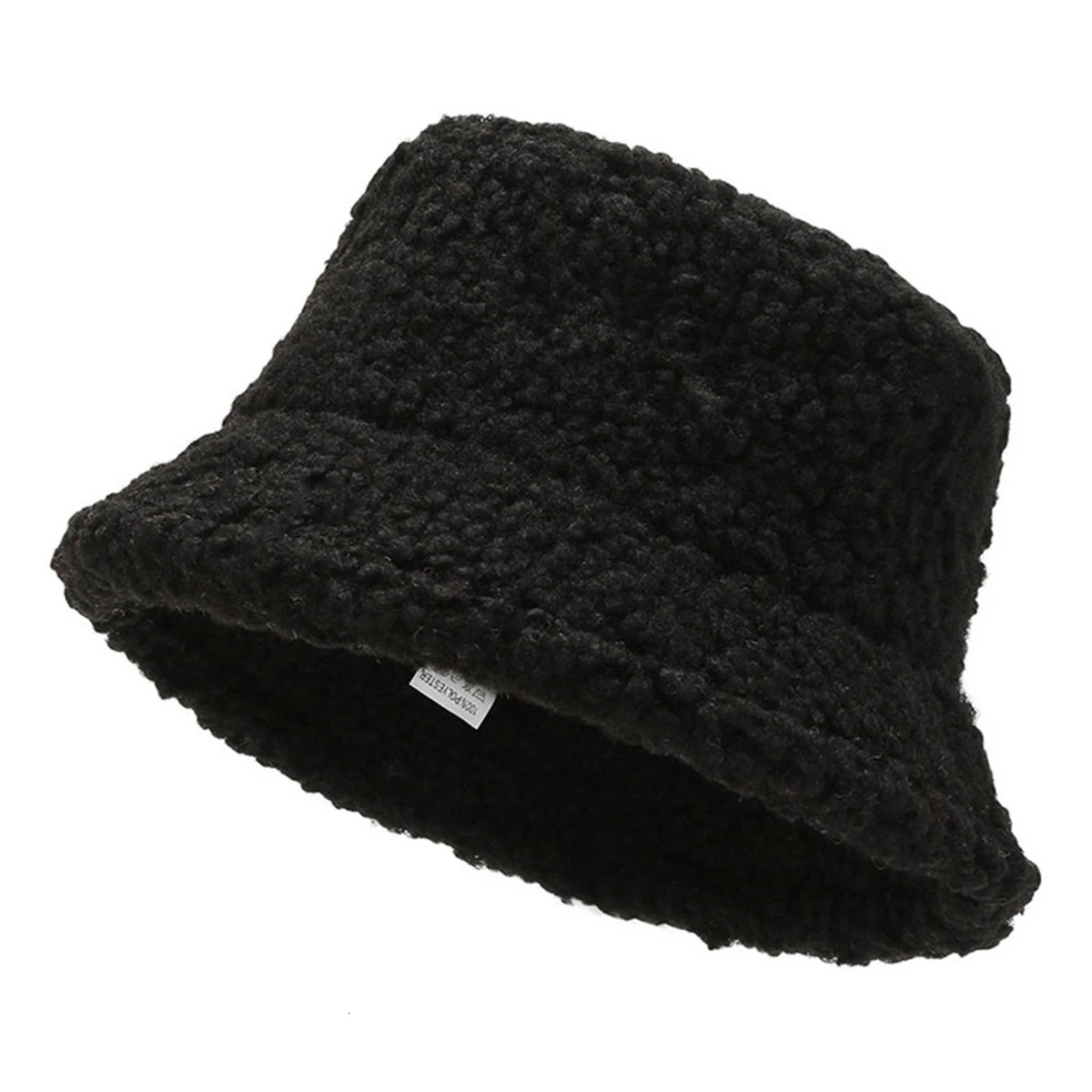 Unisex Solid Color Personality Lambhair Bucket Hats Warm Fishermen Caps Outdoor Casual Cap Sunscreen Hat 250819