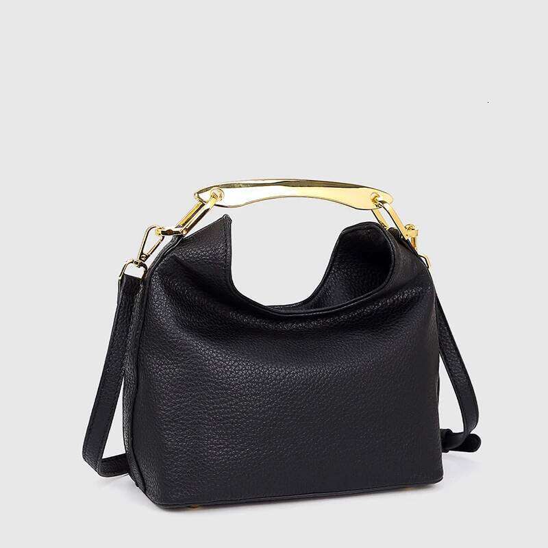 Lychee Pattern Shoulder For Women Creative Metal Handle Hobo Evening Clutch Chic Designer Half Moon Crossbody Bag