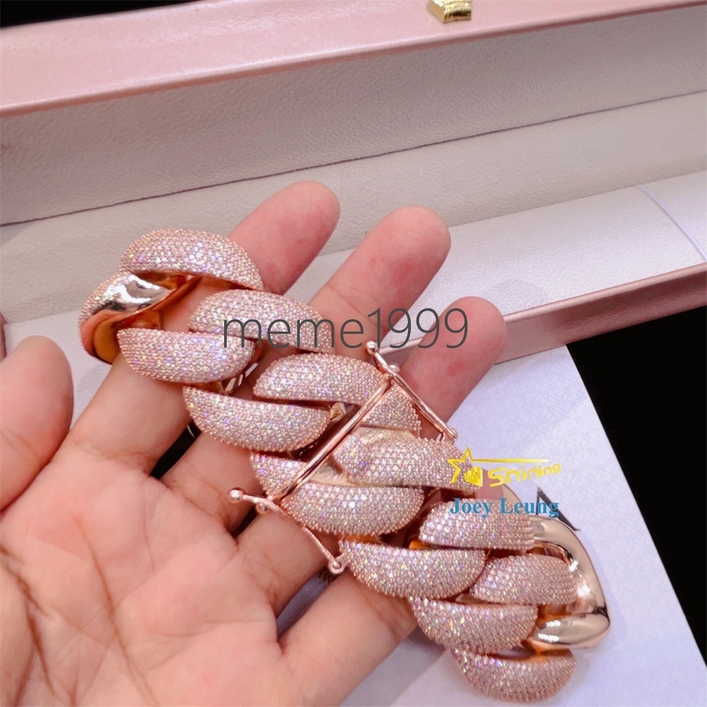 Half Kilo 925 Silver Gold Plated Big Size 28MM VVS Moissanite Diamond Custom Iced Out Miami Cuban Link Bracelet