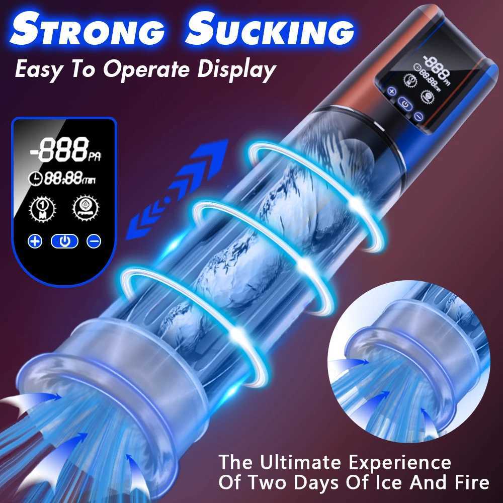 Electric Penis Pump Blowjob Sucking Enhanced Extender Lasting Trainer Enlargement Big Dick Erection Masturbator Sex Toys for Men XJ250819