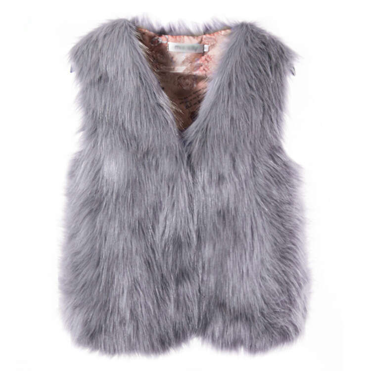 Newest Autumn Fashion Faux Fur Coat Ladies Sleeveless Slim Vest Women Jackets Outerwear Waistcoat Big Size Black Gray Coat