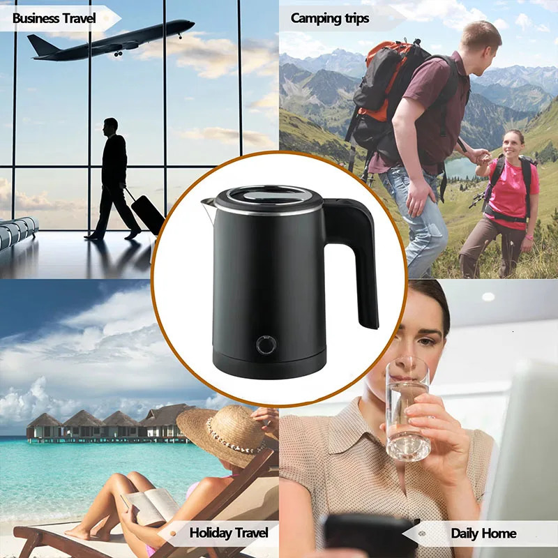 Small Electric Kettles Stainless Steel for Boiling Water 05L Travel Mini Boiler Heater Double Wall Portable Teapot y250818 - view 4