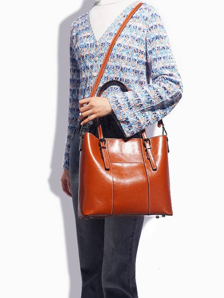 Zency High Quality Women's Genuine Leather Tote Lady Designer Cowhide Shoulder Large Capacity OL Handbag Shopper Bag