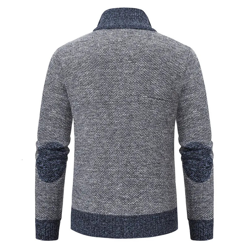 Autumn Winter Men Casual Stand Collar Cardigan Sweater Fashion Thickening Keep Warm Jackets Solid Versatile Coat 250819