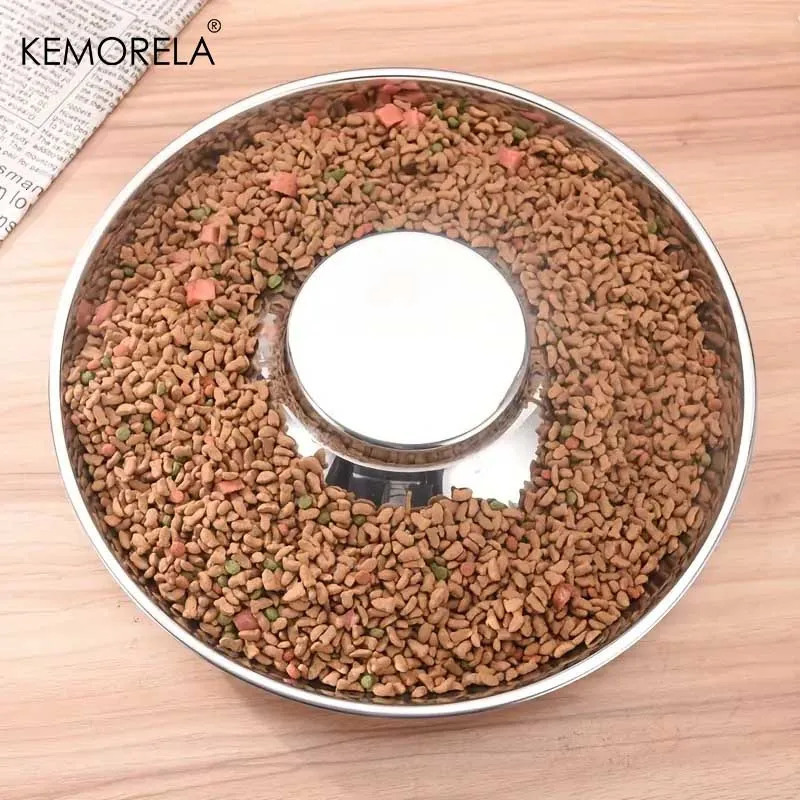 1PC Stainless Steel Dog Slow Feeder Bowl Puppy Litter Food Feeding Dish Weaning Water Bowl Pets Feeder Bowl and Water 250813