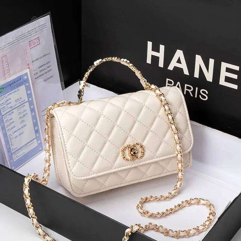 2024 Summer New Niche High-End Classic Argyle Handbag With Chain Shoulder Crossbody Fashionable Versatile Small Square Bag