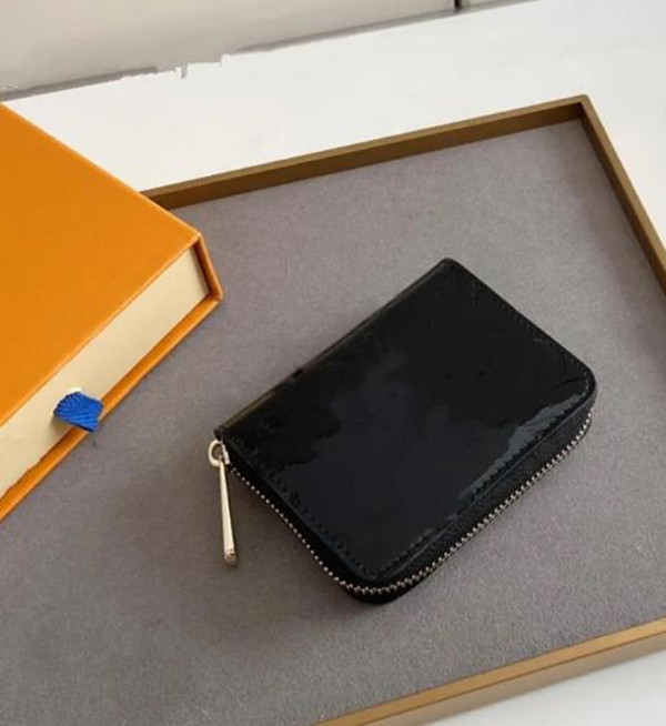 High Quality Designer Woman Short Wallet Shiny patent Card holder patent leather Embossed Patterns Women ladies with box 560067