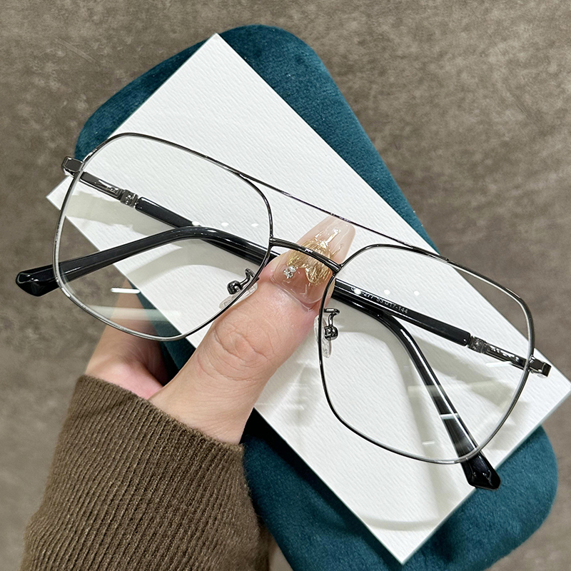 Ultra-light anti-blue light myopia glasses frame for women, plain glasses, metal frame G95-277