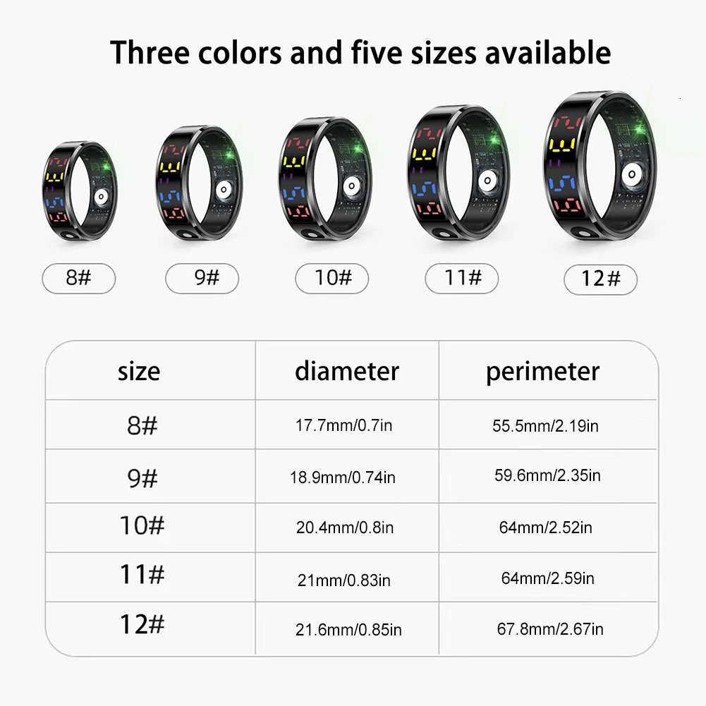 12 Smart Ring with Display Screen Touch Health Manager Wireless Charging Fitness Sleep Monitor 5 ATM Waterproof for Men Women W250819