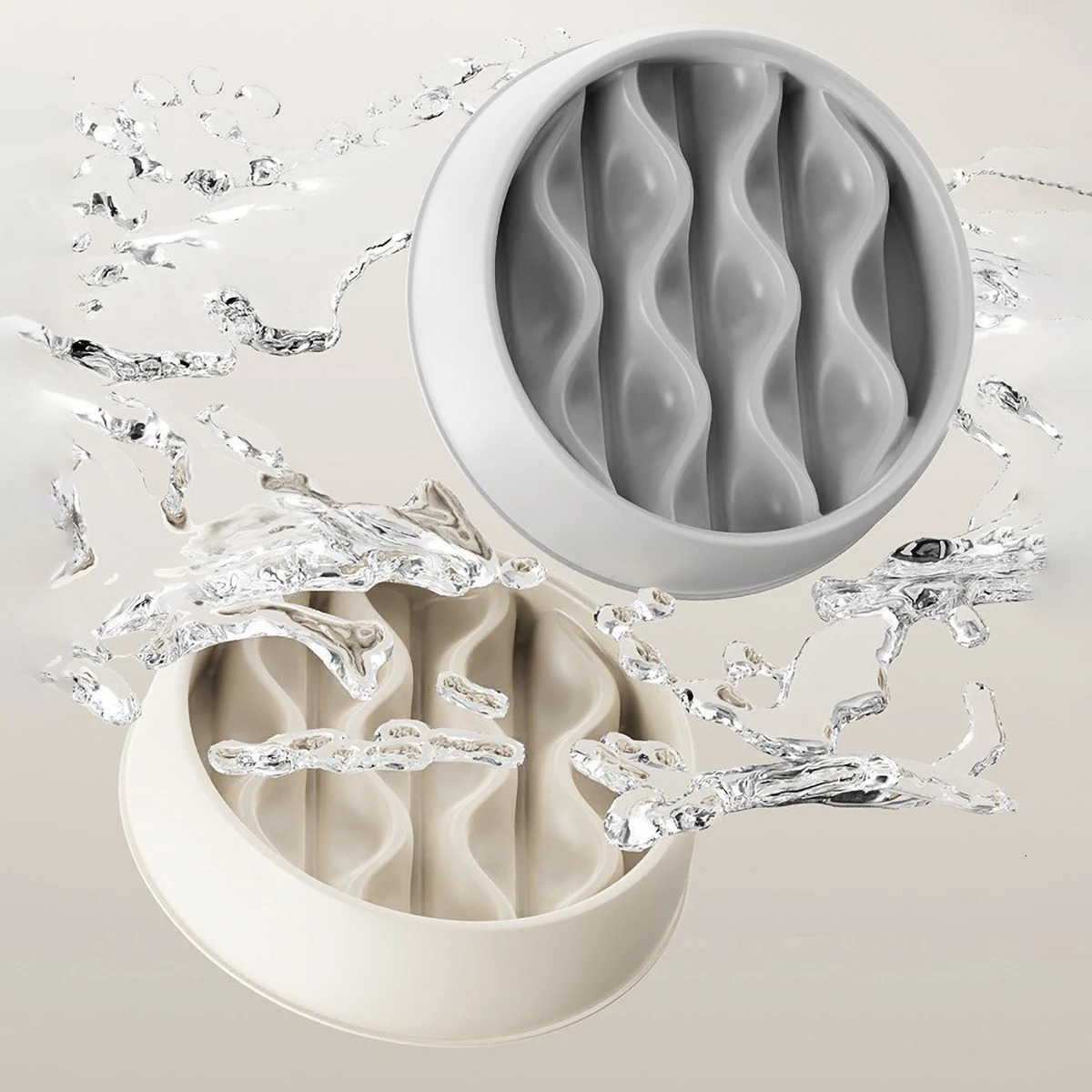 Pet Slow Feeding Bowl Wavy Column Dual-Purpose for Food Water Easy to Clean for Cats Dogs 250813