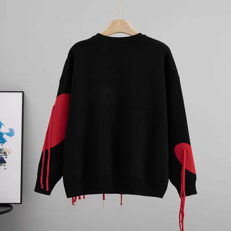 Casual Loose Love Knitted Sweater Pullover Womens Tops New Round Neck Long Sleeve Fashion Knitted Sweater Tops Womens Clothing XJ250819